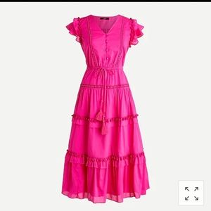 J. Crew Cotton pom pom midi dress